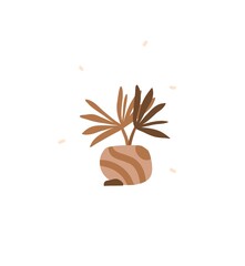 Hand drawn vector abstract stock graphic bohemian clipart illustration with beauty,urban home scandinavian interior design element of flowers branch in pot isolated on white background