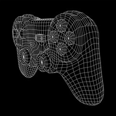 Game controller or gamepad for videogames. Wireframe low poly mesh vector illustration. © newb1