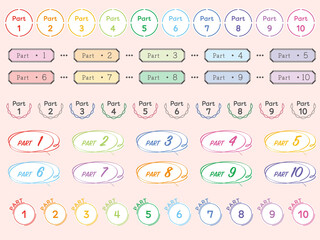 パート 見出し きれいめのアイコン セット／カラフル