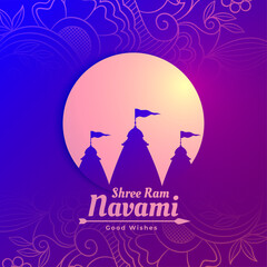 shree ram navami temple greeting design