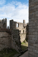 Ruins inside Guimaraes castle with blue sky