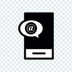 Icon of a mobile with chat conversation. Mobile message of a message or email. Editable vector.