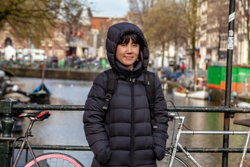 Portrait of japanese woman in Amsterdam
