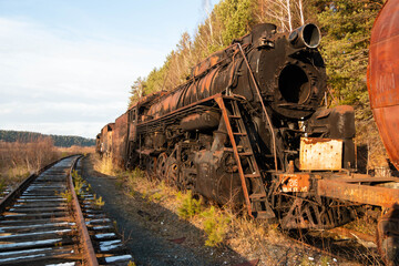 Fototapeta na wymiar main carriage of an old steam locomotive