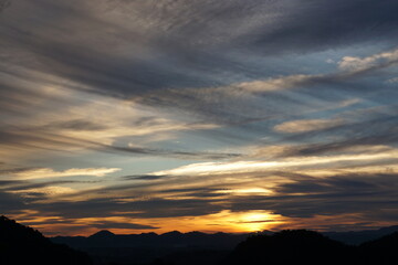 Obraz premium Sunset sunrise Myanmar village inle lake