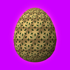 Happy Easter, Artfully designed and colorful 3D easter egg, 3D illustration on purple background