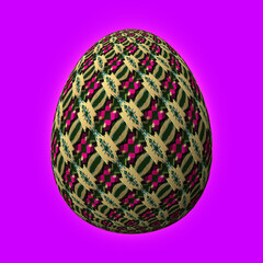 Obraz premium Happy Easter, Artfully designed and colorful 3D easter egg, 3D illustration on purple background