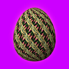 Happy Easter, Artfully designed and colorful 3D easter egg, 3D illustration on purple background