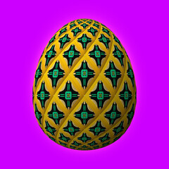 Happy Easter, Artfully designed and colorful 3D easter egg, 3D illustration on purple background