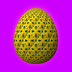 Happy Easter, Artfully designed and colorful 3D easter egg, 3D illustration on purple background