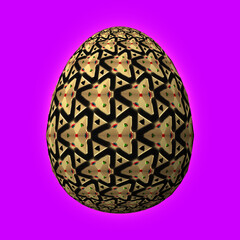 Happy Easter, Artfully designed and colorful 3D easter egg, 3D illustration on purple background