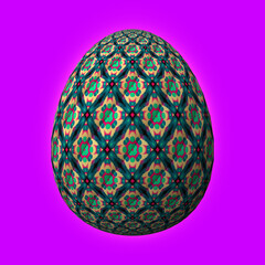 Obraz premium Happy Easter, Artfully designed and colorful 3D easter egg, 3D illustration on purple background