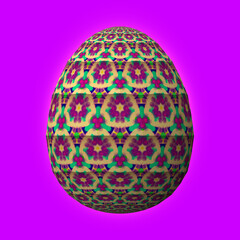 Happy Easter, Artfully designed and colorful 3D easter egg, 3D illustration on purple background