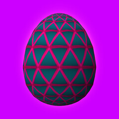 Happy Easter, Artfully designed and colorful 3D easter egg, 3D illustration on purple background