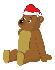 Cute bear cub with christmas hat