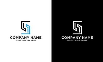 Initial Letter S Logo black and blue Template Vector Design