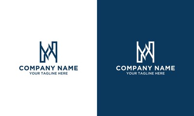 Creative unique modern NM or MN blue and white color initial based icon logo.