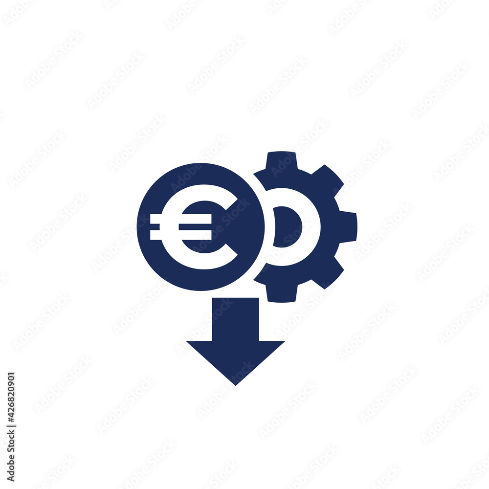 Wall mural cost reduction icon with euro