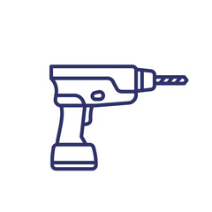 Electric drill line icon on white