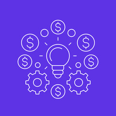 innovations and fintech icon, line vector