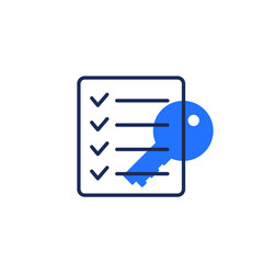 Fototapeta na wymiar key and checklist icon on white