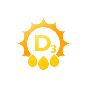 D3 Vitamin Icon On White, Vector