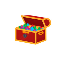 Precious stones. Treasure chest, vector illustration