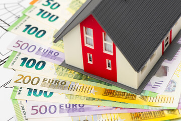 model home and property on Euro banknotes