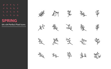 set of leaf thin icon