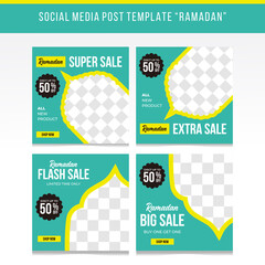 Ramadan Sale creative vector social media post template collection. Social Media Post for Online Shop themed Ramadhan Sale