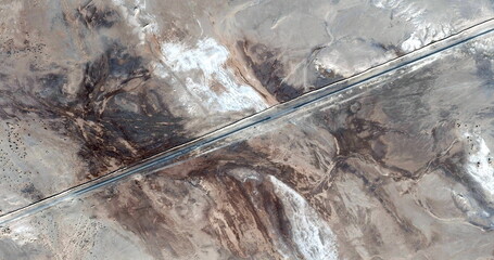desert road,  abstract photography of the deserts of Africa from the air. 