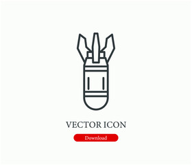 Bomb vector icon.  Editable stroke. Linear style sign for use on web design and mobile apps, logo. Symbol illustration. Pixel vector graphics - Vector