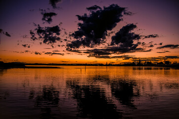 sunset over the lake