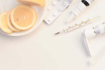 equipment for treatment from corona virus thermometer lemon,pills