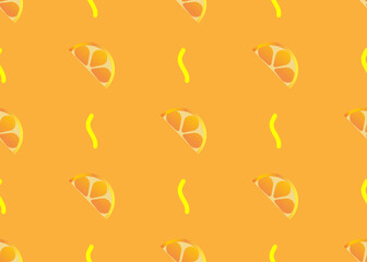 Slice of tangerine. Seamless background. Graphics design.