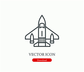 Jet vector icon.  Editable stroke. Linear style sign for use on web design and mobile apps, logo. Symbol illustration. Pixel vector graphics - Vector