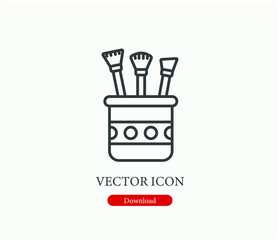 Brush vector icon.  Editable stroke. Linear style sign for use on web design and mobile apps, logo. Symbol illustration. Pixel vector graphics - Vector