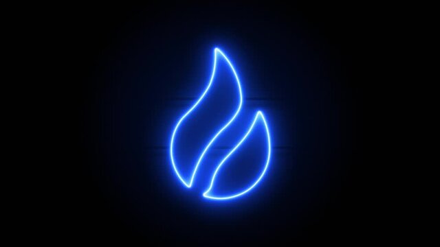 Neon Huobi icon appear in center and disappear after some time. Loop animation of neon cryptocurrency symbol