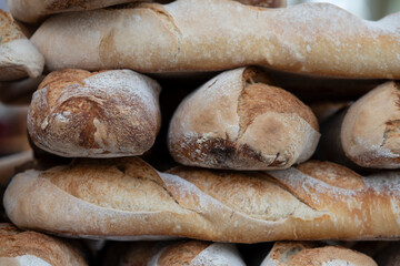 stacked loaf of bread display