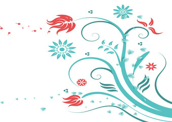 Floral bouquet vector pattern with small flowers and leaves