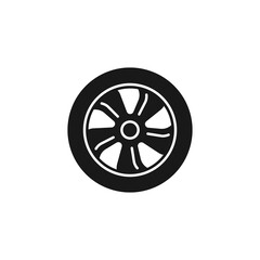 Obraz premium Tire and wheel icon flat vector design