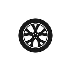 Obraz premium Tire and wheel icon flat vector design