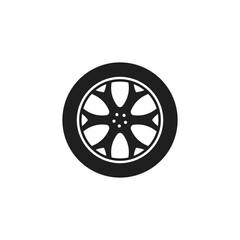 Fototapeta premium Tire and wheel icon flat vector design.