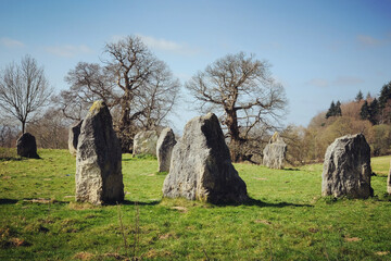 The Dragonstones stone circle on the lower slopes of Hascombe Hill, Surrey, UK