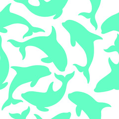 Simple seamless trendy animal pattern with orca. Cartoon vector illustration.