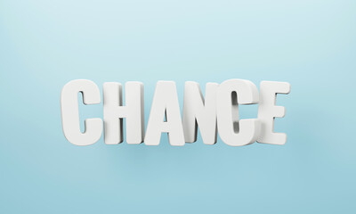 3D Chance word on blue background. 3d rendering. 