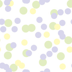 Multicolored circles on a light background. Seamless endless pattern pattern of circles in yellow, purple, green color
