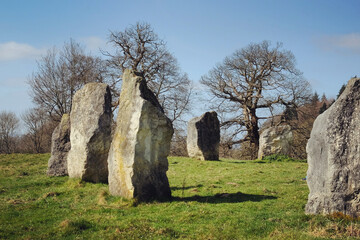 The Dragonstones stone circle on the lower slopes of Hascombe Hill, Surrey, UK