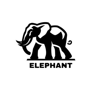 Elephant symbol, logo. Black White style. Vector illustration.