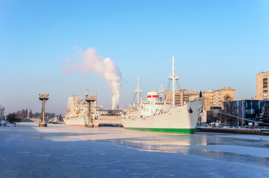 Research vessel "Vityaz". An exhibit of the Museum of the World Ocean. Kaliningrad, Russia, January 17, 2021. 